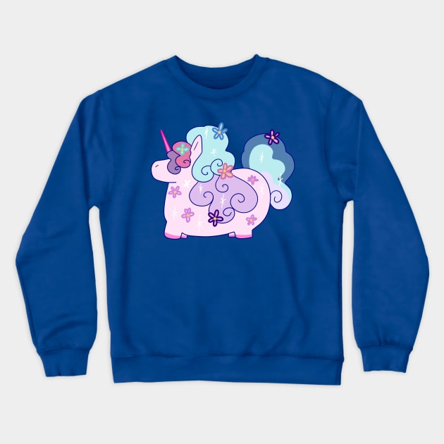 Fat Flowery Rainbow Unicorn Crewneck Sweatshirt by saradaboru